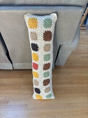Boho Crochet Lumbar Pillow Cover – Neutral Earth Tones